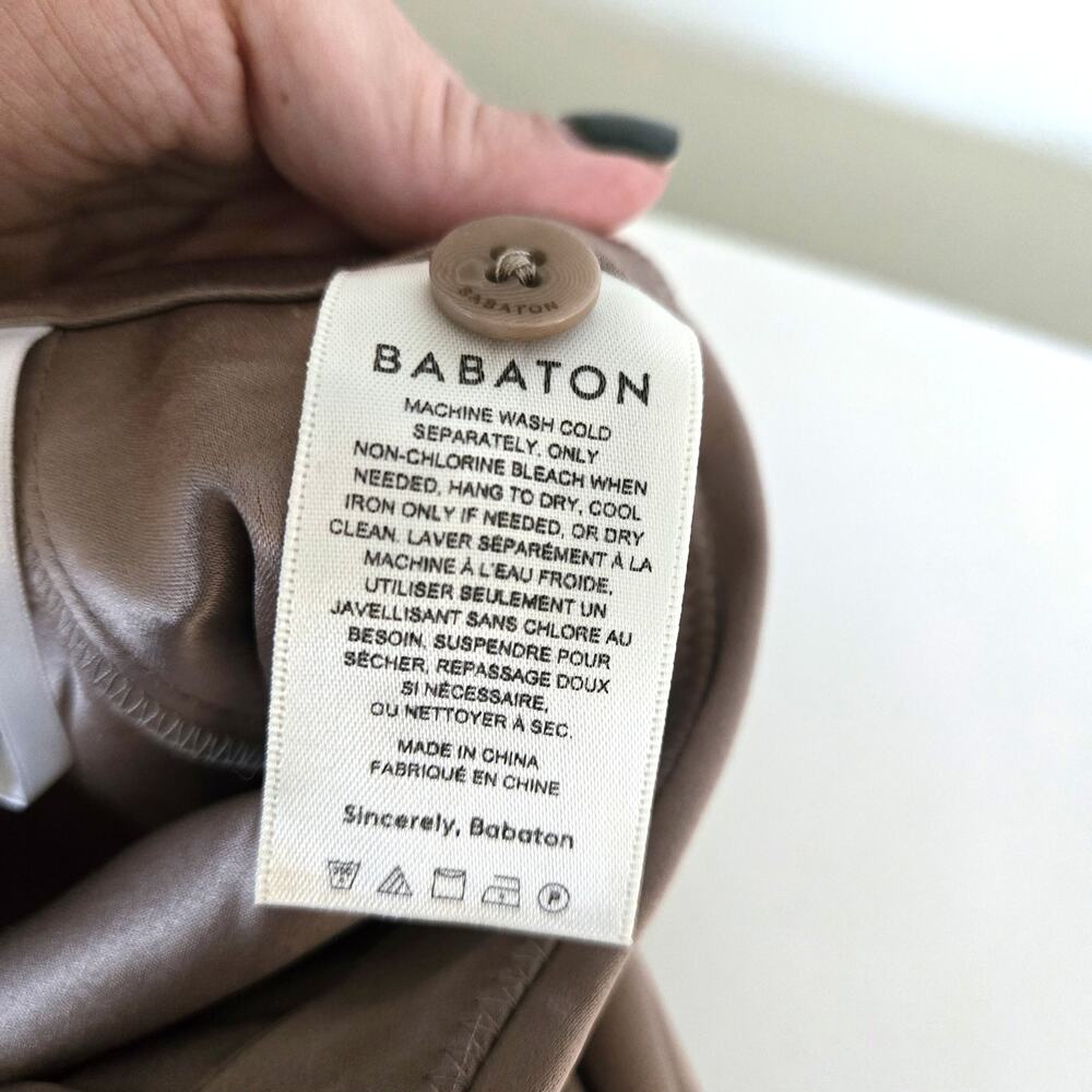 Babaton Aritzia Size 10 Champagne Taupe Refined Satin Cargo Wide Leg Pants - Picture 10 of 10